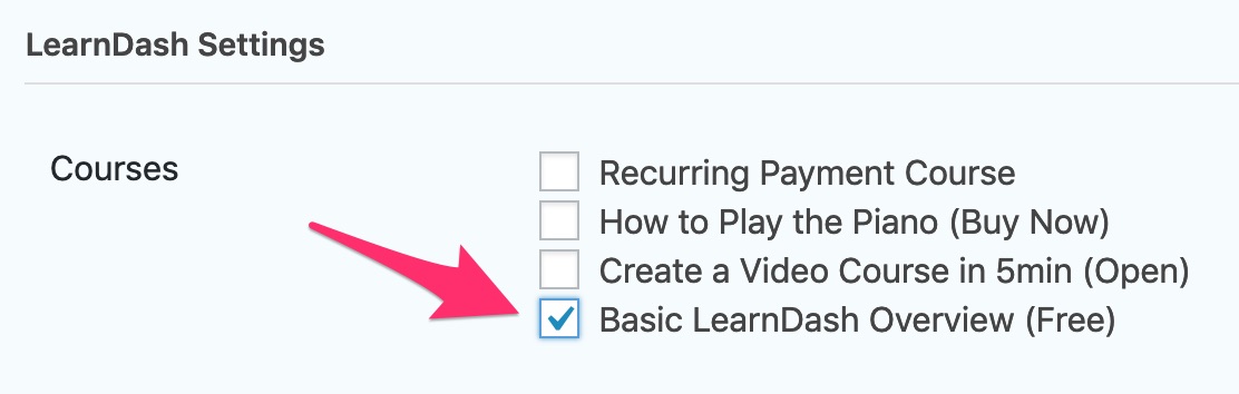 Gravity Forms registration, LearnDash settings