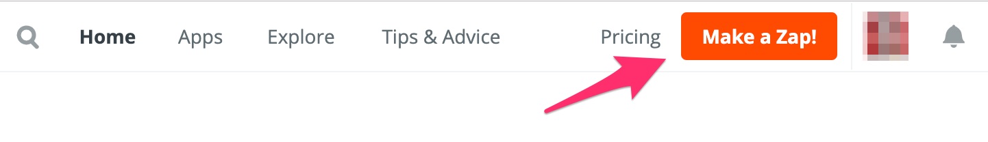 "Make a Zap" button on zapier.com