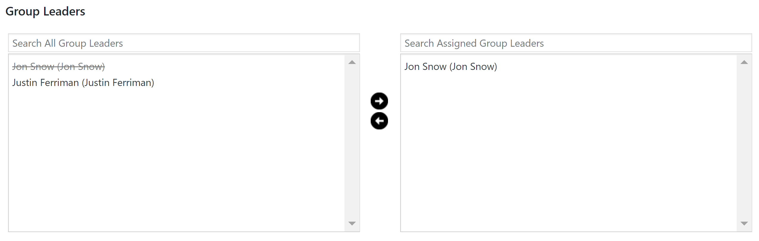 Sample of Group Leaders