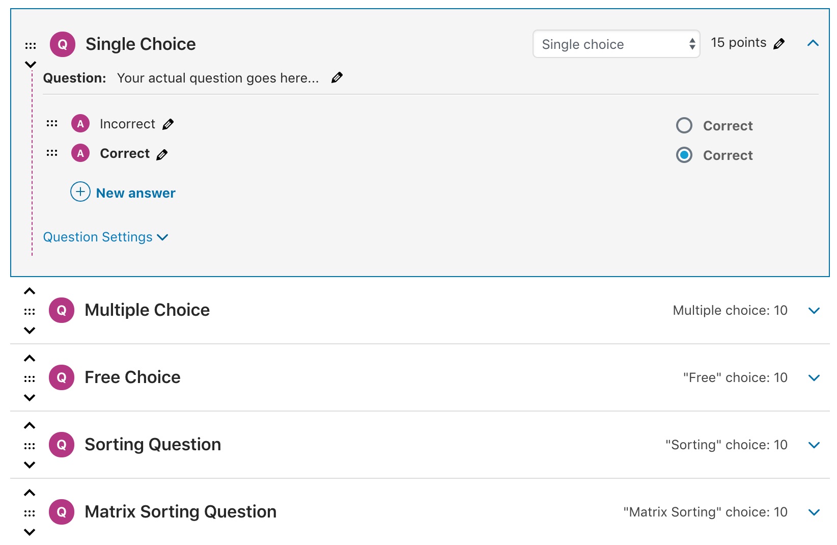 האזור הראשי של בונה החידון של LearnDash