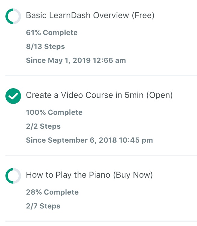 LearnDash user status widget