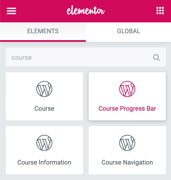 LearnDash widgets available in Elementor
