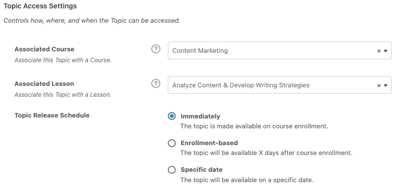 Topic Access Settings