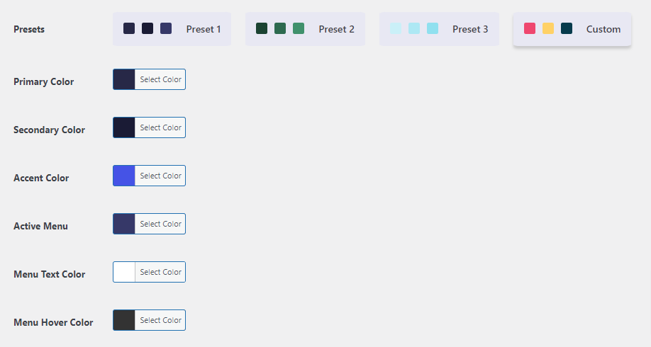 Custom Preset options