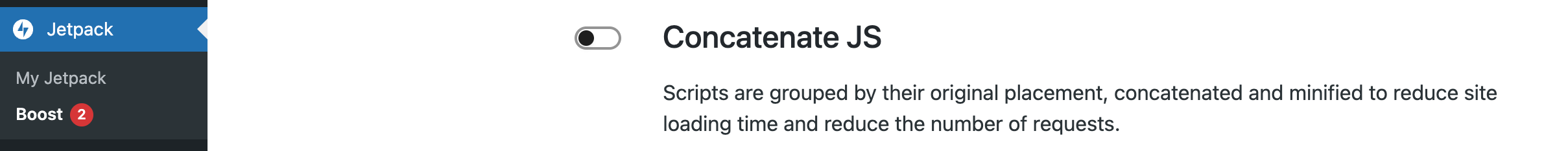 Concatenate JS by JetPack Boost