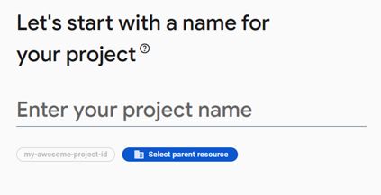 Screenshot of naming the Firebase project