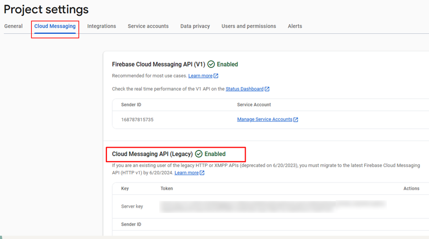 Cloud Messaging API Screenshot
