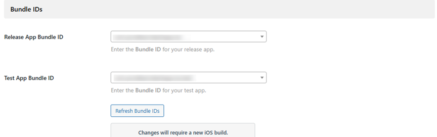 Screenshot of Bundle ID configuration 