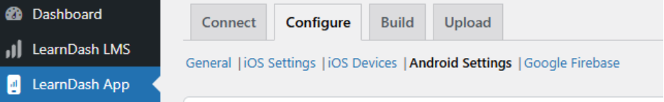 Screenshot of configuring Android Settings