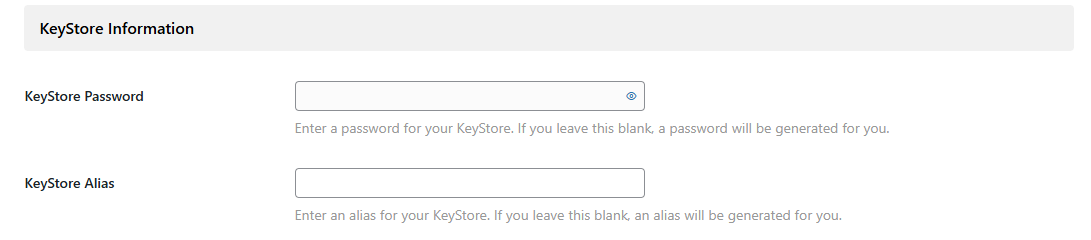 Screenshot of KeyStore Information