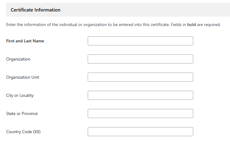 Screenshot of Certificate Information