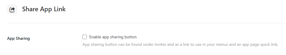 Screenshot of toggle option to enable app sharing