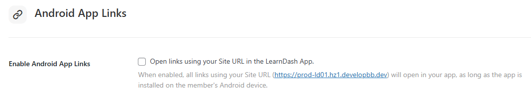 Screenshot of Android App Links