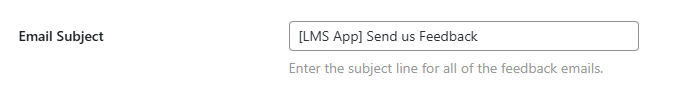 Screenshot of where to add an email subject for the App Feedback Option