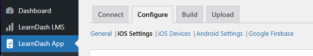 Screenshot of Configure iOS Settings Menu