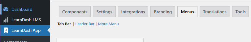 Screenshot of menus for access control