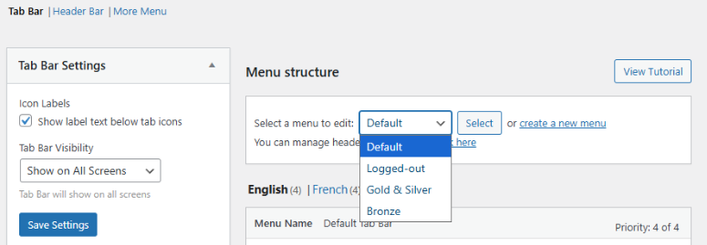 Screenshot of default access controls