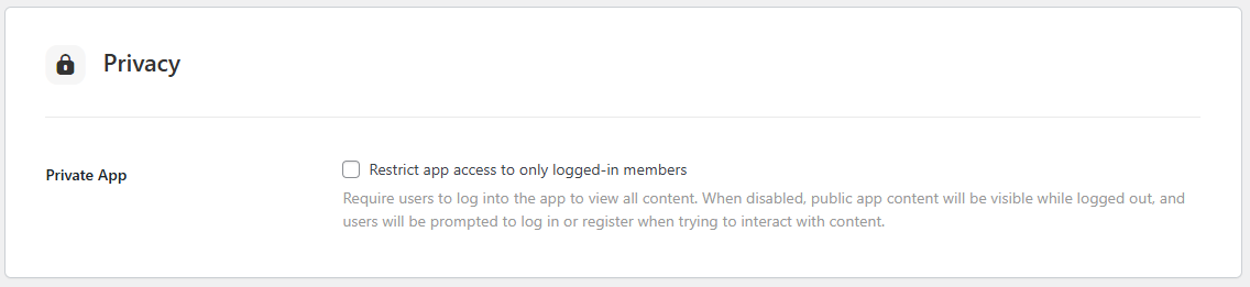 Screenshot of privacy settings