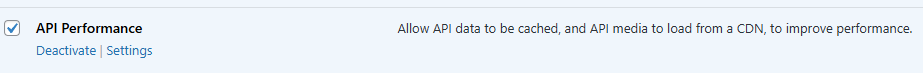 Screenshot of toggle to turn on API Performance