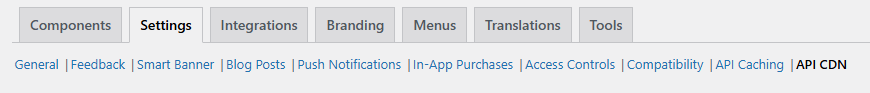 Screenshot of Settings and API CDN menu