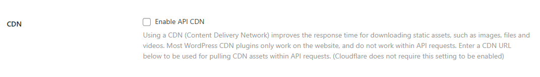 Screenshot of Enable API CDN toggle