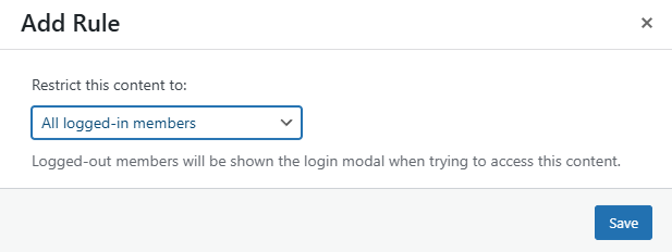 Screenshot of dropdown option for making a new rule