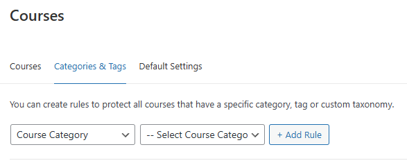 Screenshot of Categories and tags options