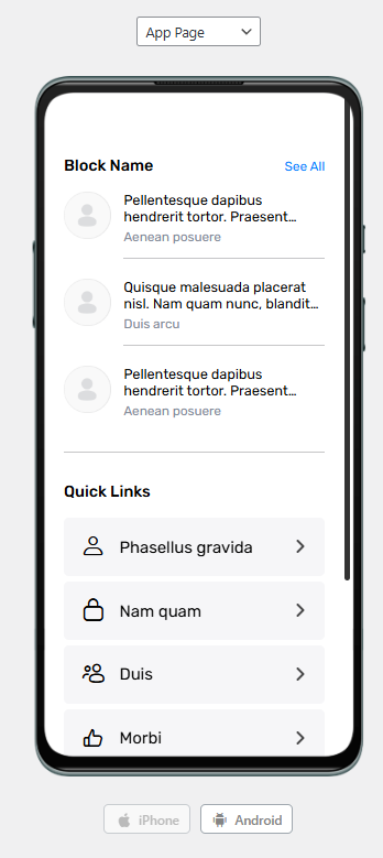 Screenshot of phone mockup