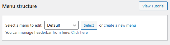 Screenshot of where to click to create a new menu