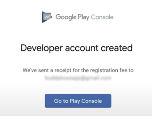 Screenshot of Developer Account created