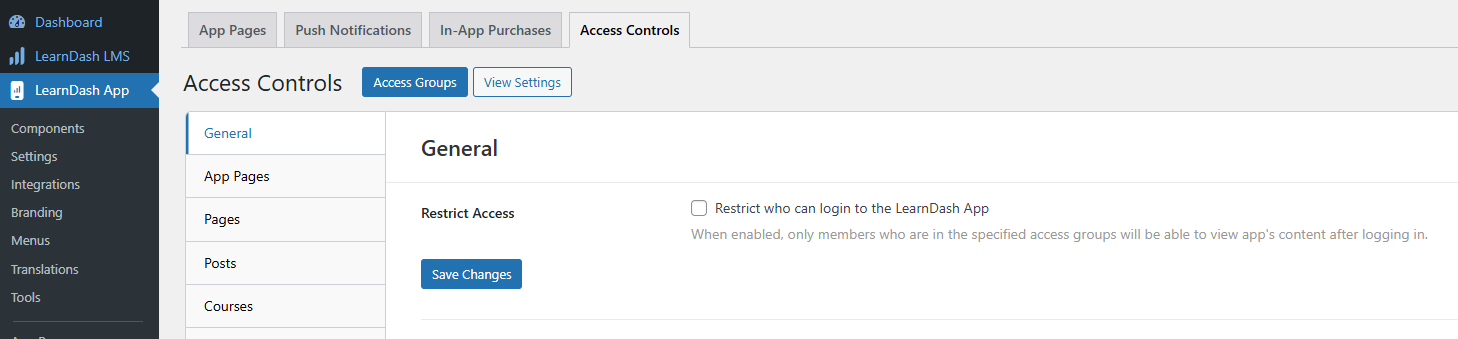 screenshot of how to Add new group in Access Controls