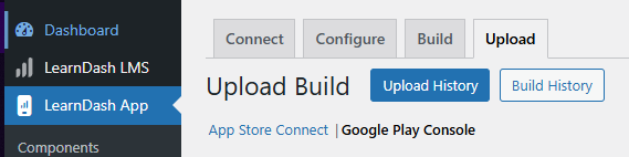 Screenshot of Upload Build - Connect to Google Play Store