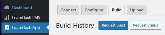 Screenshot of Build History menu