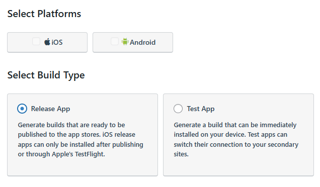Screenshot of "Select Platform"
